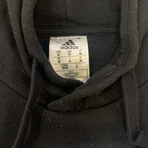 Adidas Men's Black White Striped Pullover Hoodie - Size M - Excellent Condition - Picture 4 of 5